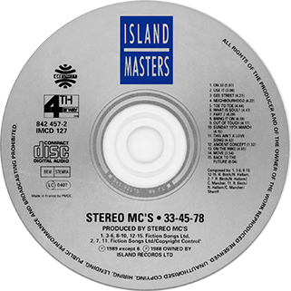 Stereo MC's CD 33 45 78 Island IMCD127 label